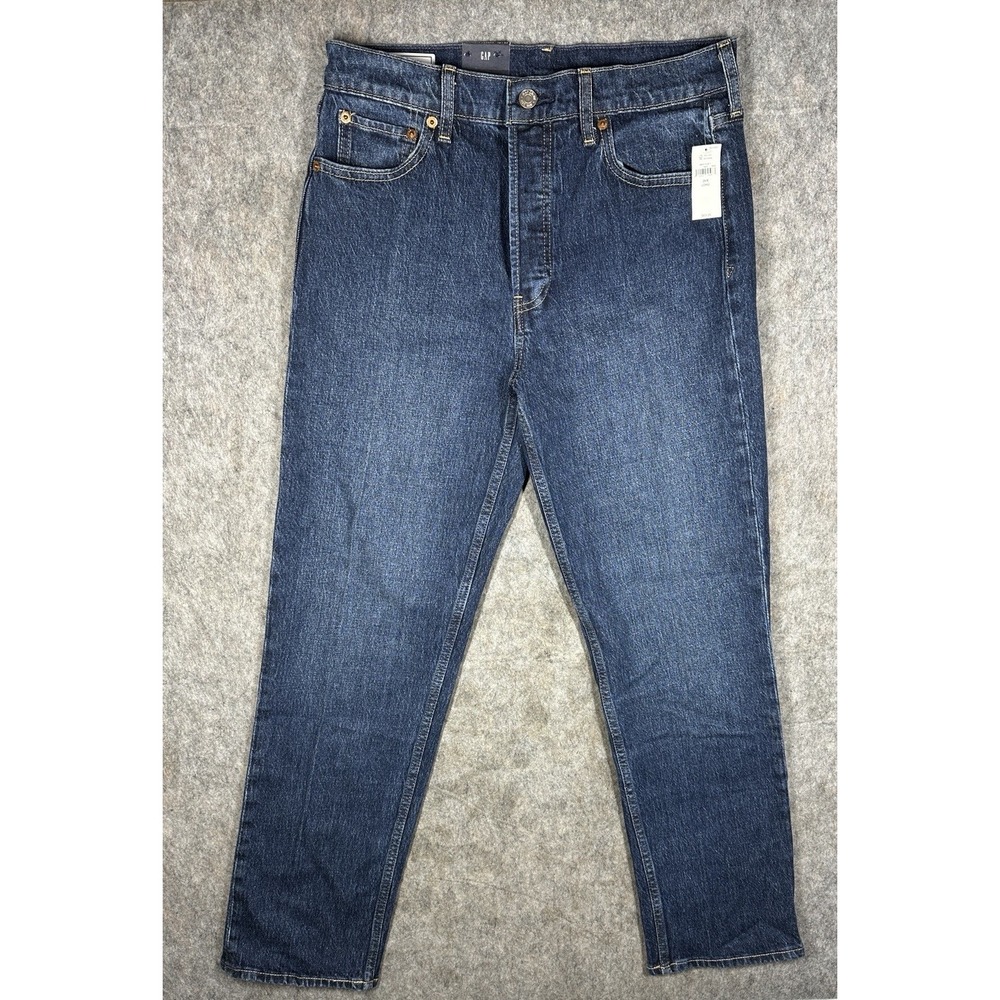 GAP Cheeky Straight Jeans Womens 29 Long High Rise Dark Wash Button Fly NWT